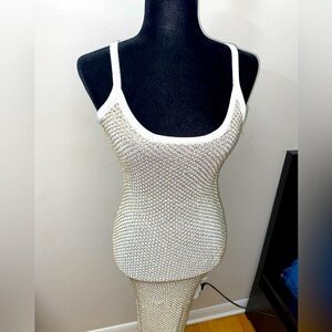 Elegant Mesh Metallic Knit Maxi Dress